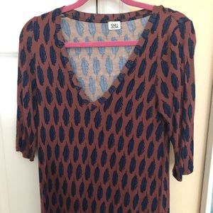 Siyu Comfy Cotton, Orange Dress with Leaf Design